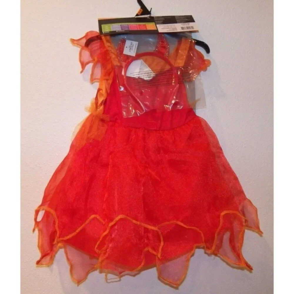 NEW Devil Girls Halloween Costume Toddler Size 2T Red Dress Tail Headband